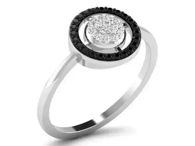 Round Shaped Silver Thin Ring With Gem 1
