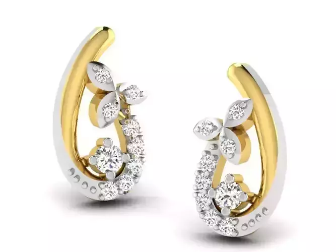 Golden Ear Studs With Diamonds  10