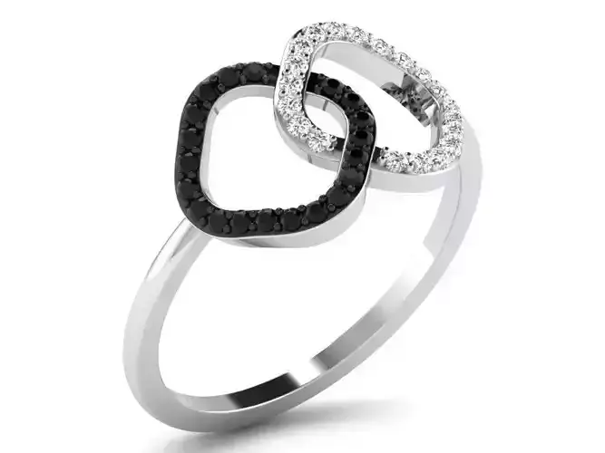 Chain Shaped Silver Thin Ring With Gem 3D print model