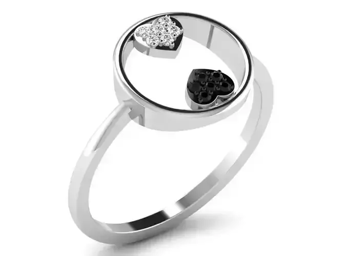 Round Shaped Silver Thin Ring With Gem 2 3D print model