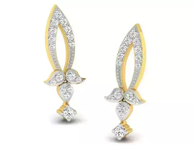 Marquise Shaped Golden Earrings With Diamonds 5