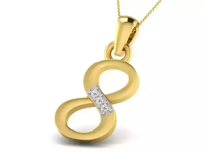 Infinity Loop Shape Pendant With Diamonds