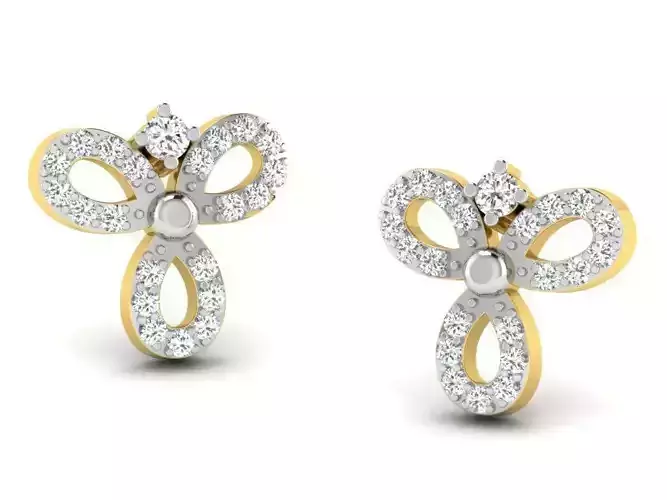 Flower Shaped Ear Studs With Diamonds 18