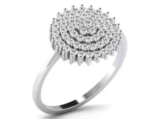 Flower Shaped Silver thin Ring With Diamonds
