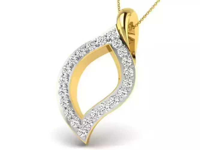 Leaf Shaped Golden Pendant With Diamonds 13