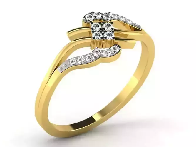 Spiral Golden Engagement Ring With Diamonds 23