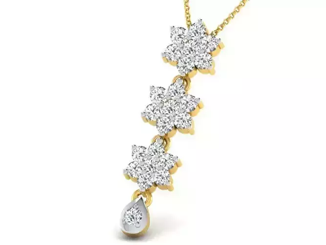Flower Shaped Golden Pendant With Diamonds 54