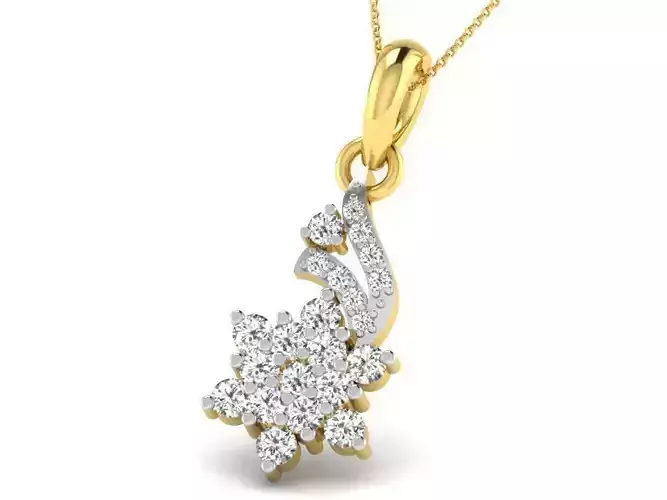 Flower Shaped Golden Pendant With Diamonds 60