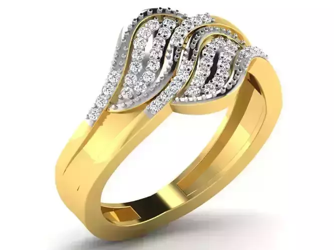 Swirl Golden Ring With Diamonds