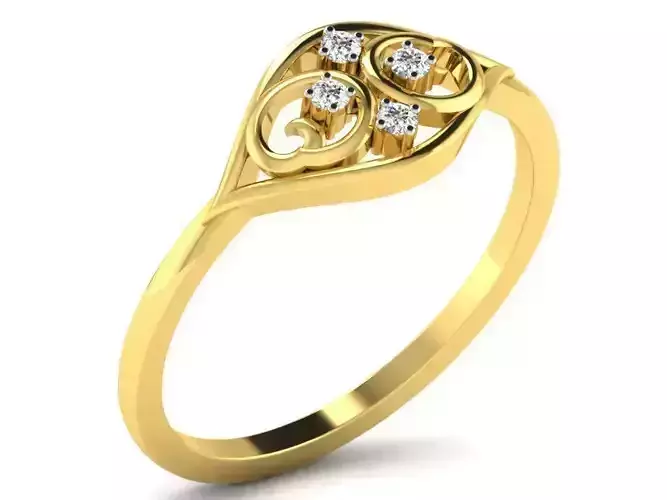 Golden Thin Ring With Diamonds 6