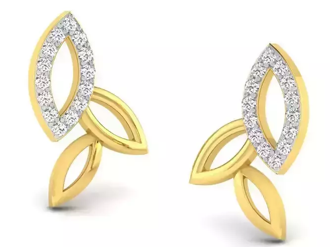Marquise Shaped Golden Earrings With Diamonds 6
