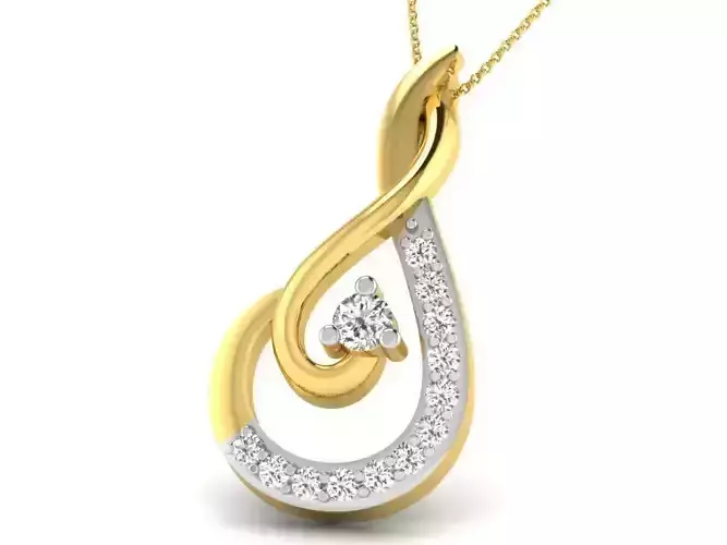 Drop Shaped Golden Pendant With Diamonds 25