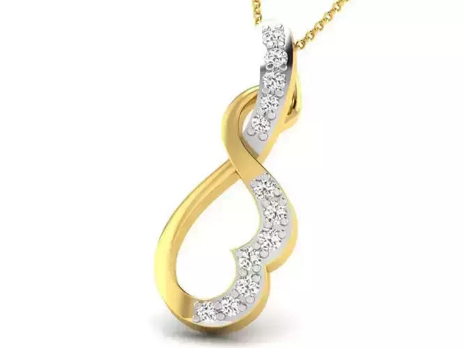 Heart Shaped Golden Pendant With Diamonds 27