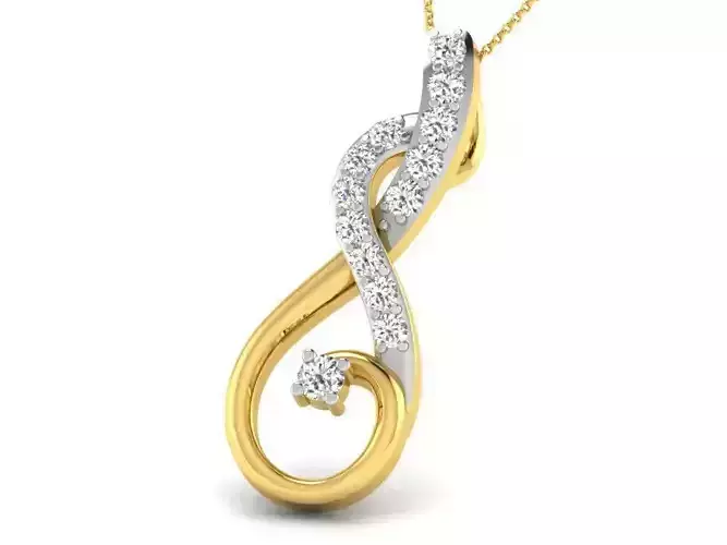 Twisted Golden Pendant With Diamonds