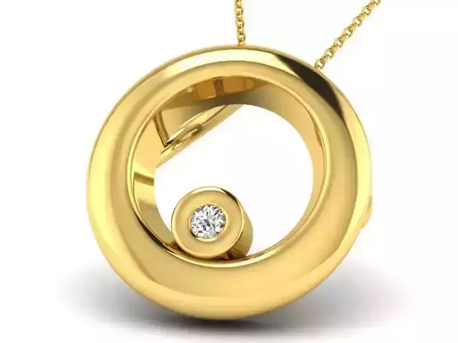 Round Shaped Golden Pendant With Diamonds 26