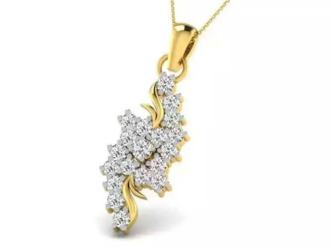 Golden Cluster Pendant With Diamonds