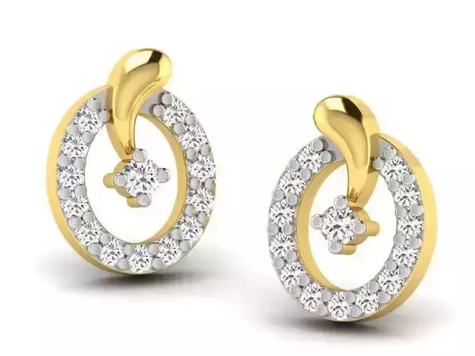 Oval Shaped Golden Earrings With Diamonds 4