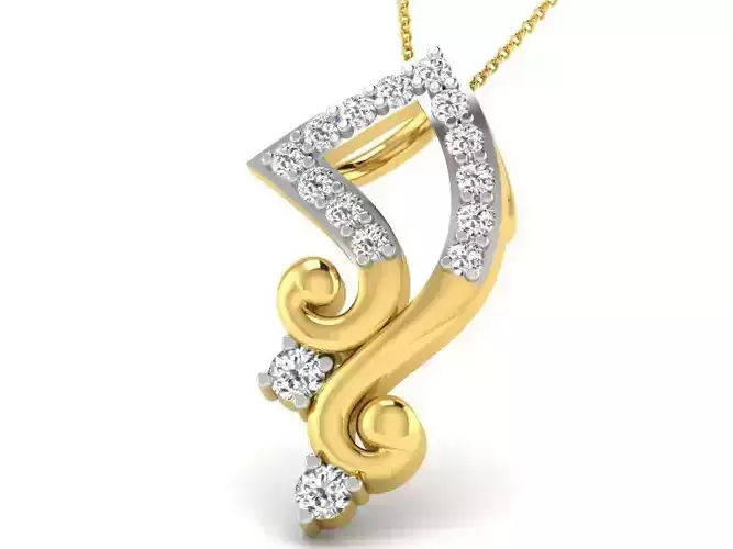 Golden Pendant With Diamonds 89