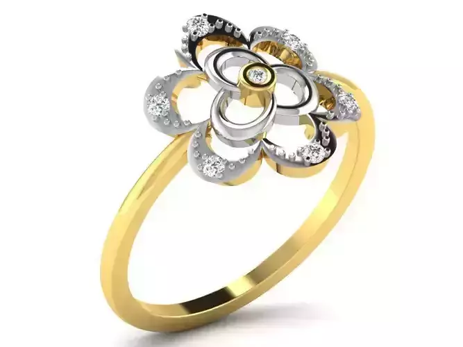 Flower Shaped Thin Ring With Diamonds 6