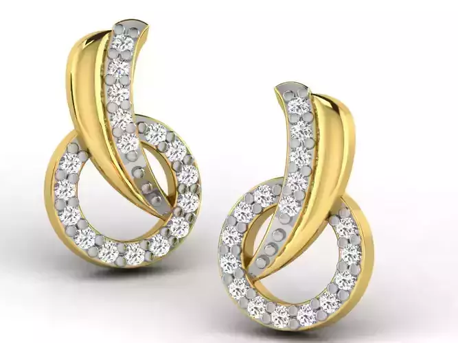 Round Shaped Golden Earrings With Diamonds 9