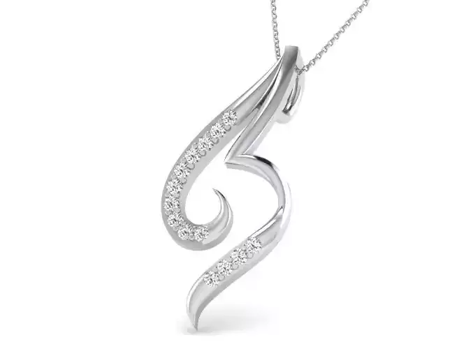 Swirl Silver Pendant With Diamonds