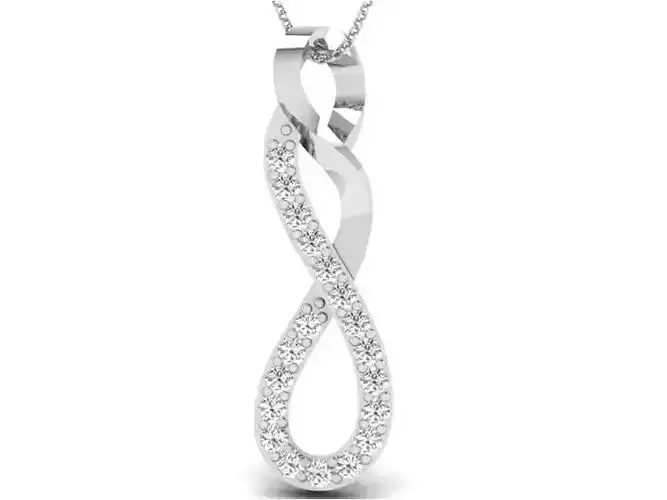 Twisted Silver Pendant With Diamonds