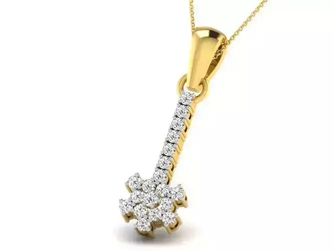 Flower Shaped Golden Pendant With Diamonds 61
