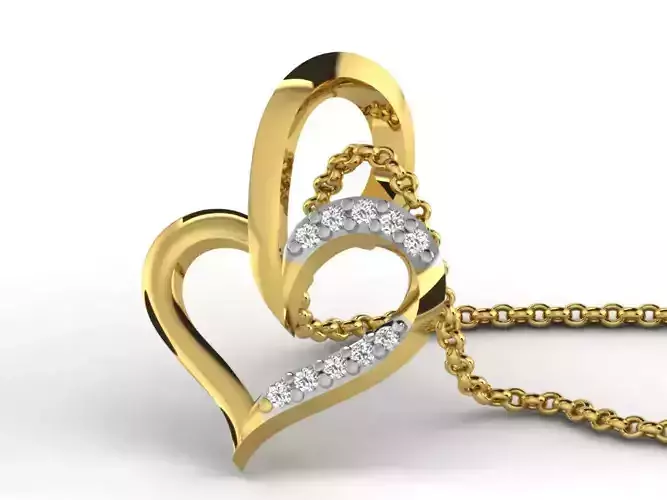 Heart Shaped Golden Pendant With Diamonds 33