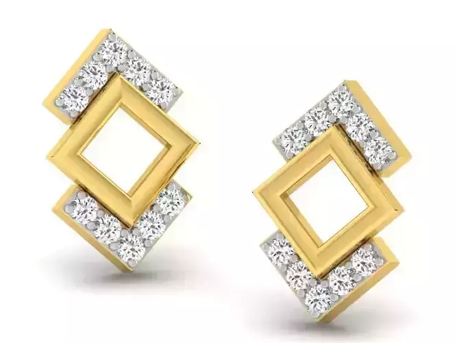 Spiral Shape Golden Earrings With Diamonds