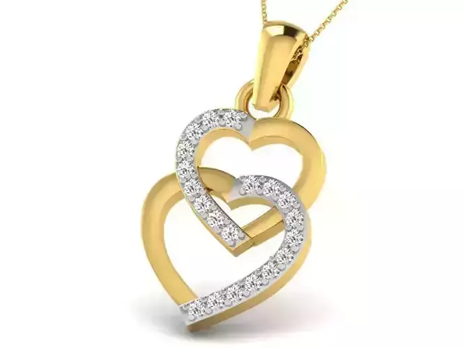 Heart Shaped Golden Pendant With Diamonds 34