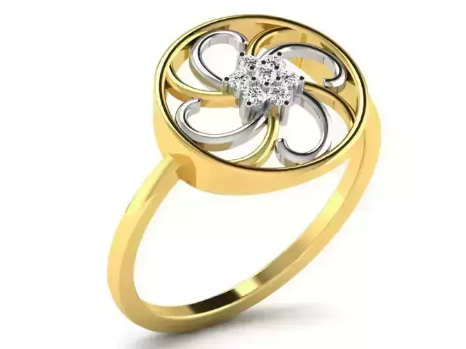 Round Shaped Golden Thin Ring With Diamonds 2