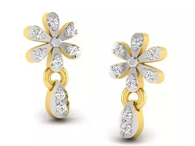 Flower Shaped Drop Earrings With Diamonds 13