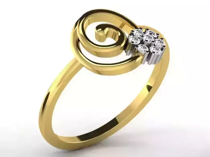 Spiral Golden Thin Ring With Diamonds 5