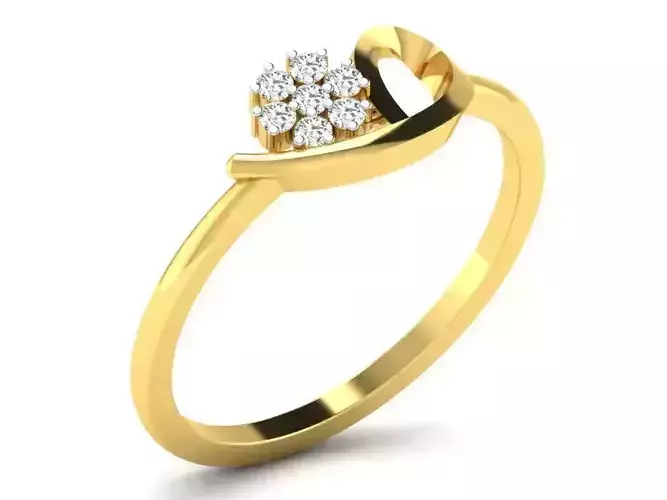 Gold Engagement Ring With Diamonds 3D print model