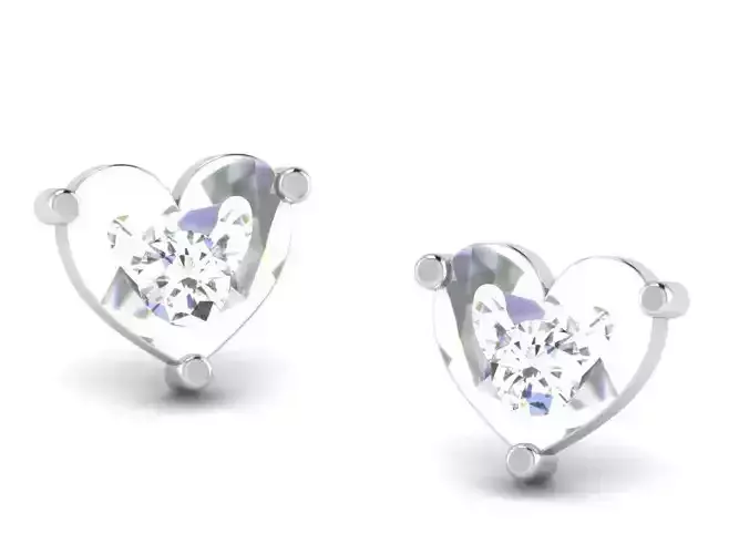 Heart Shaped Ear Studs With Diamonds 3