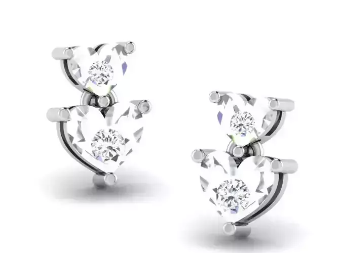 Heart Shaped Ear Studs With Diamonds 4