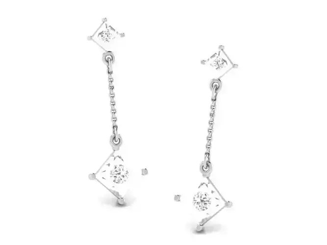 Silver Drop Earrings With Diamonds 2
