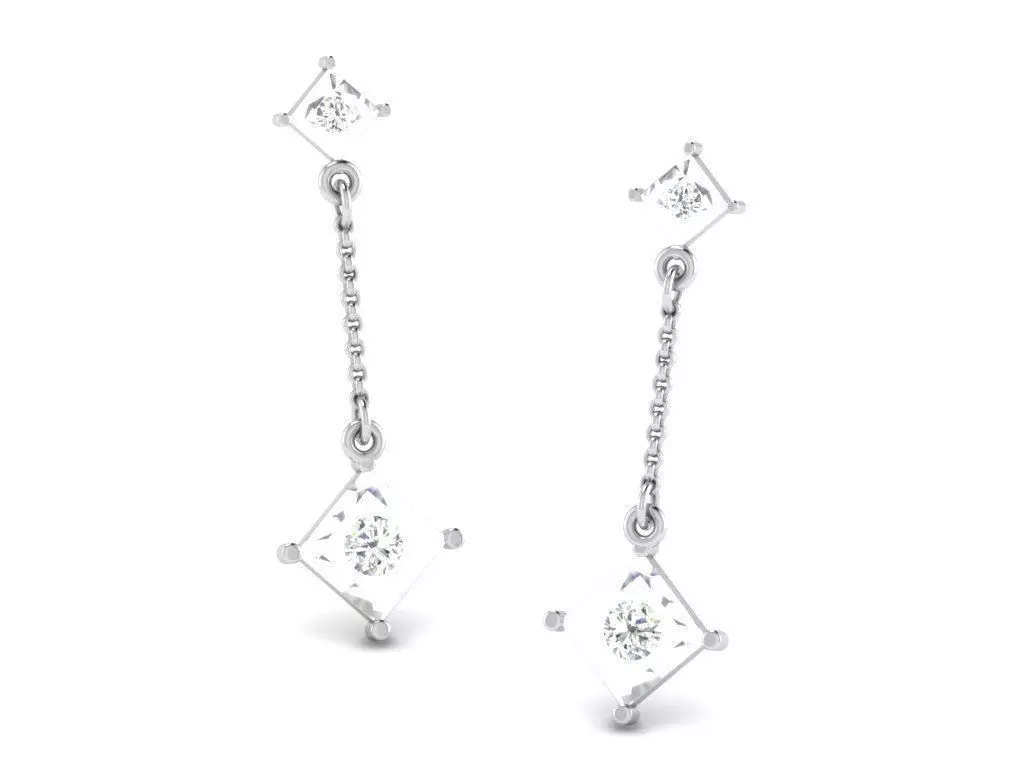 Silver Drop Earrings With Diamonds 2 3D print model_0