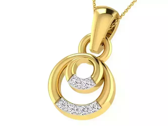 Round Shaped Golden Pendant With Diamonds 27