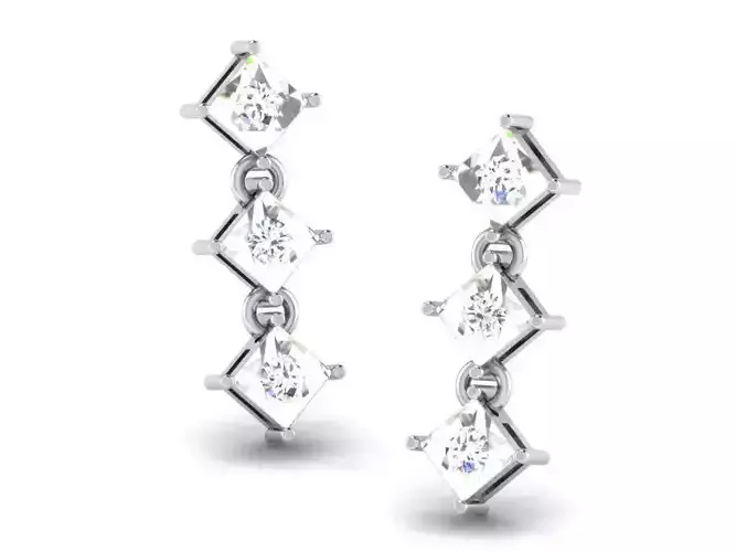 Silver Drop Earrings With Diamonds 3