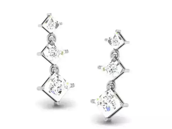 Silver Drop Earrings With Diamonds 4