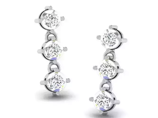 Round Silver Drop Earrings With Diamonds 1