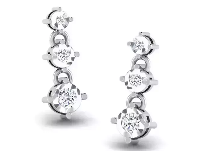Round Silver Drop Earrings With Diamonds 2