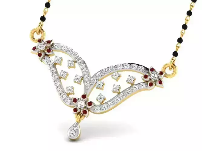 Golden Necklace With Diamonds and Ruby 