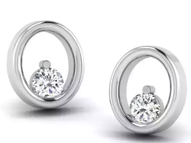 Oval Shaped Silver Earrings With Diamonds