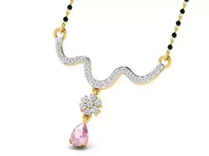 Golden Necklace With Diamonds and Gem 