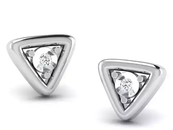 Triangle Shaped Ear Studs With Diamonds