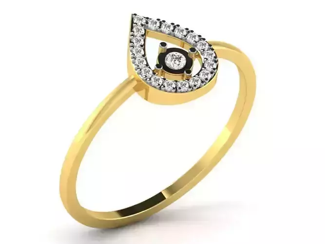 Drop Shaped Golden Ring With Diamonds 3