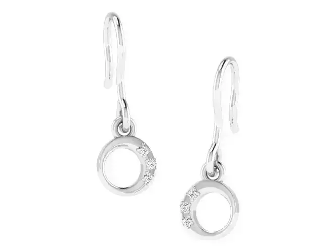 Round Shaped Silver Drop Earrings With Diamonds 1