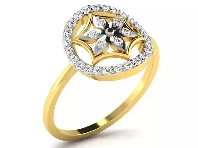 Round Shaped Golden Ring With Diamonds 1